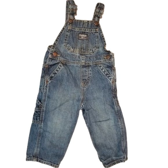 OSHKOSH B'GOSH Vestbak Blue Jean Overalls - Infant Boy's 18 Months - Picture 2 of 6